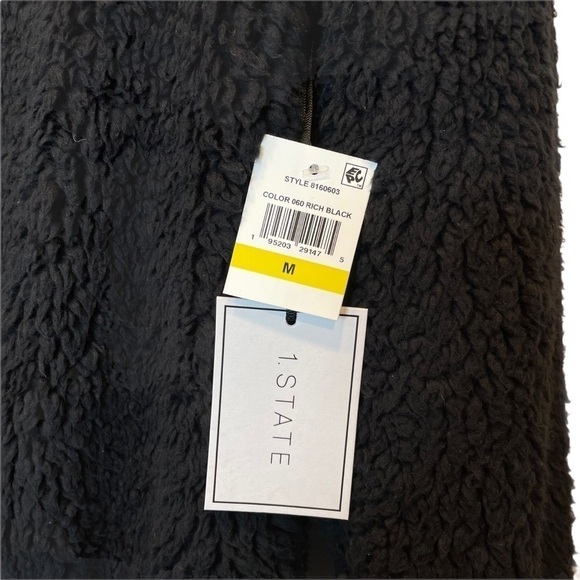 1. State Teddy long Sleeve Crewneck Pullover Rich Black and Silver Medium New - Picture 5 of 7